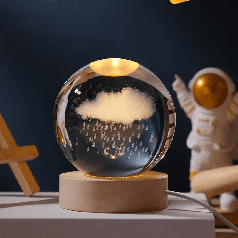 3D Crystal Ball - Rain Cloud (7 Color Base)