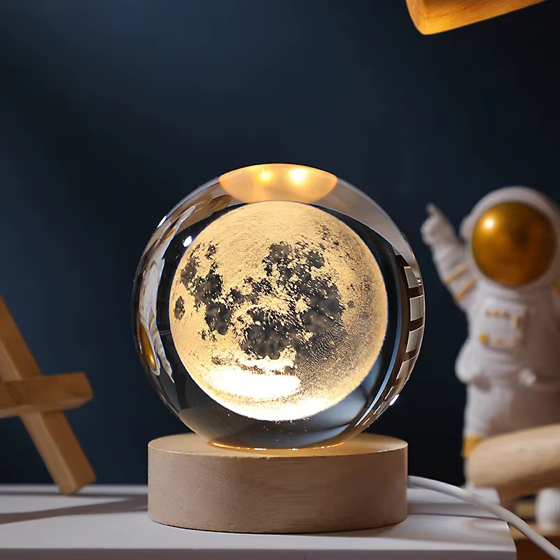 3D Crystal Ball - Moon (7 Color Base)